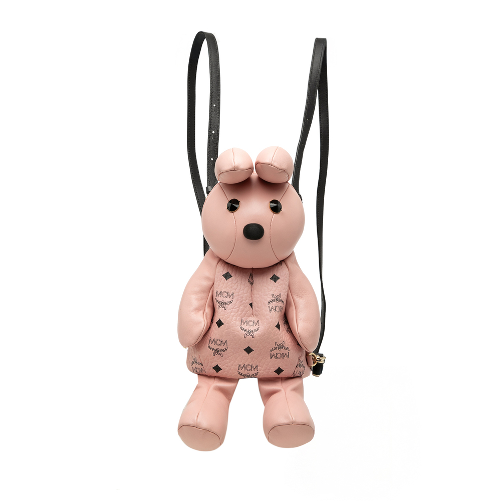 Pre-Loved MCM Calfskin and Visetos Coated Canvas Rabbit Zoo Doll Backpack